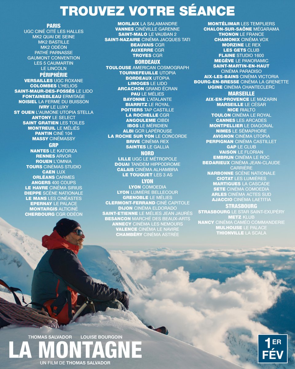 SORTIE || Œil d’Or et Prix du Jury Ciné+ Frisson au PIFFF 2022, LA MONTAGNE de Thomas Salvador est l'intense bol d’air frais fantastique à découvrir dès le 1er février au cinéma ! Pour ne rien rater, retrouvez (et partagez ✌️) la liste des 106 salles qui le diffusent.