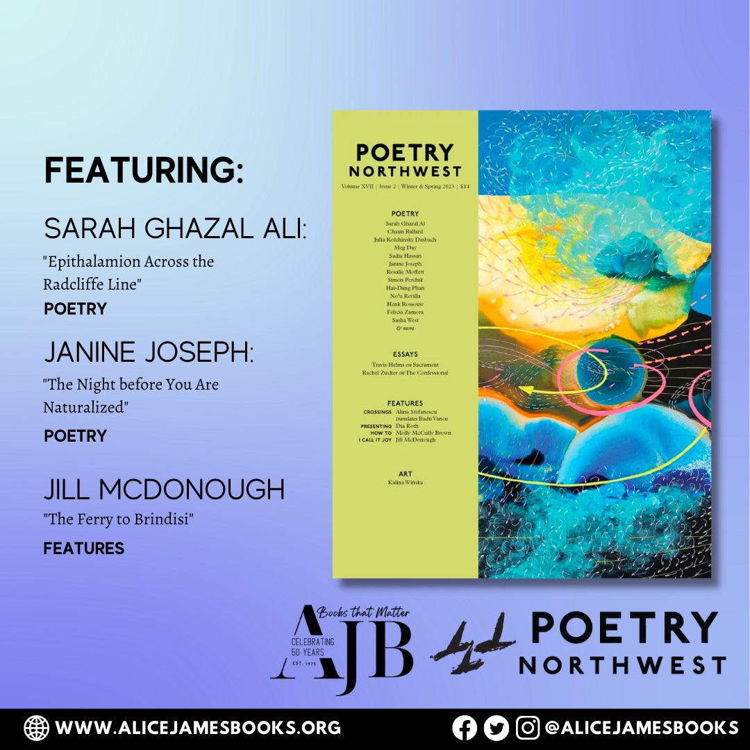 It's wonderful to see so many Alices in the latest issue of @poetrynw, available on newsstands this month 💛 much love to <a href="/caesarah_/">Sarah</a>, <a href="/ninejoseph/">Janine Joseph</a>, and <a href="/jilljillmcd/">Jill McDonough</a>! More at bit.ly/3YeRU83 🙌