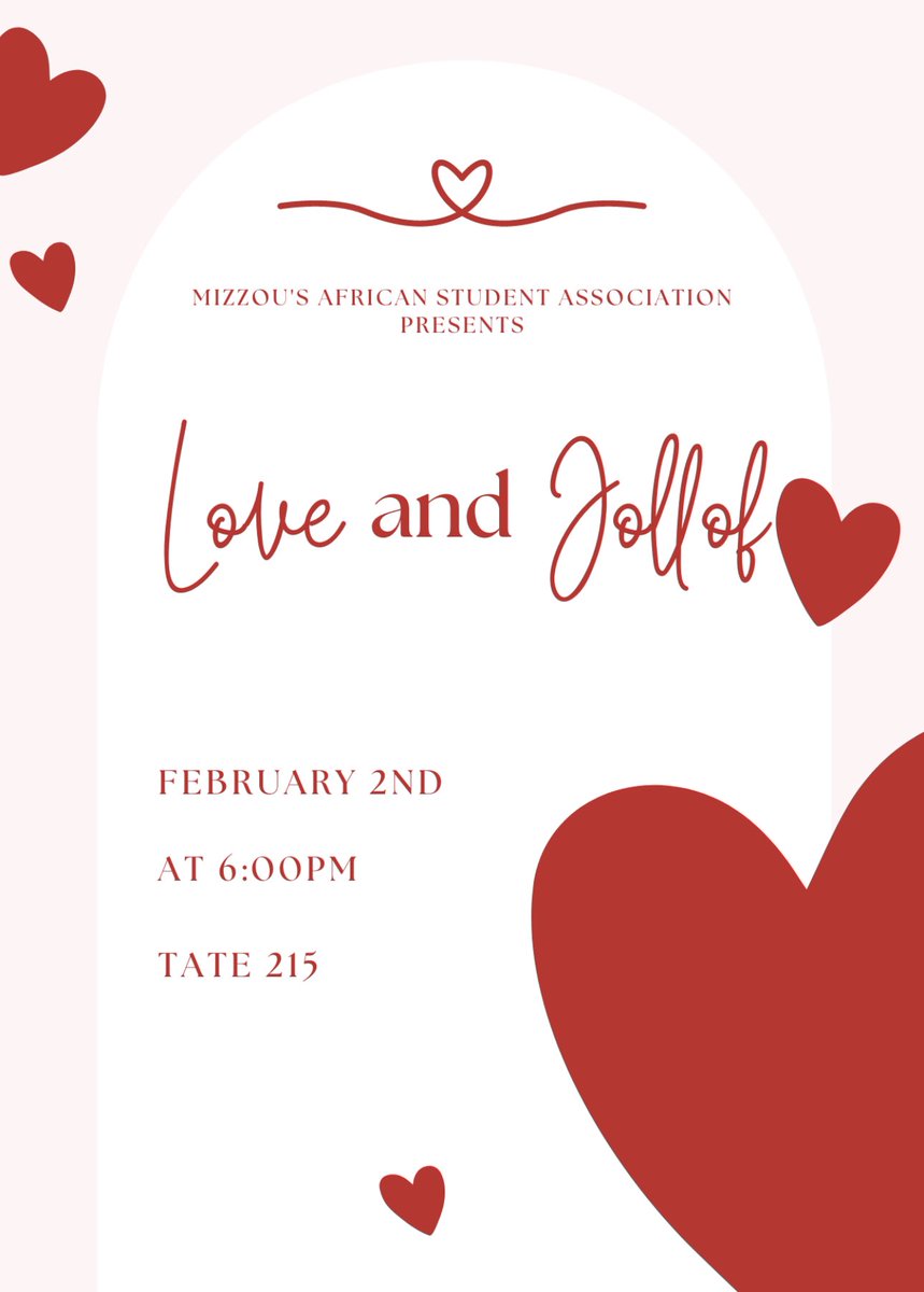 Join us this Thursday, for our first general body meeting of the semester! We will be discussing how love and relationships looks like in the African and Black community in today’s society. Come out to discuss all things love with a side of jollof ❤️❤️ #MizzouASA