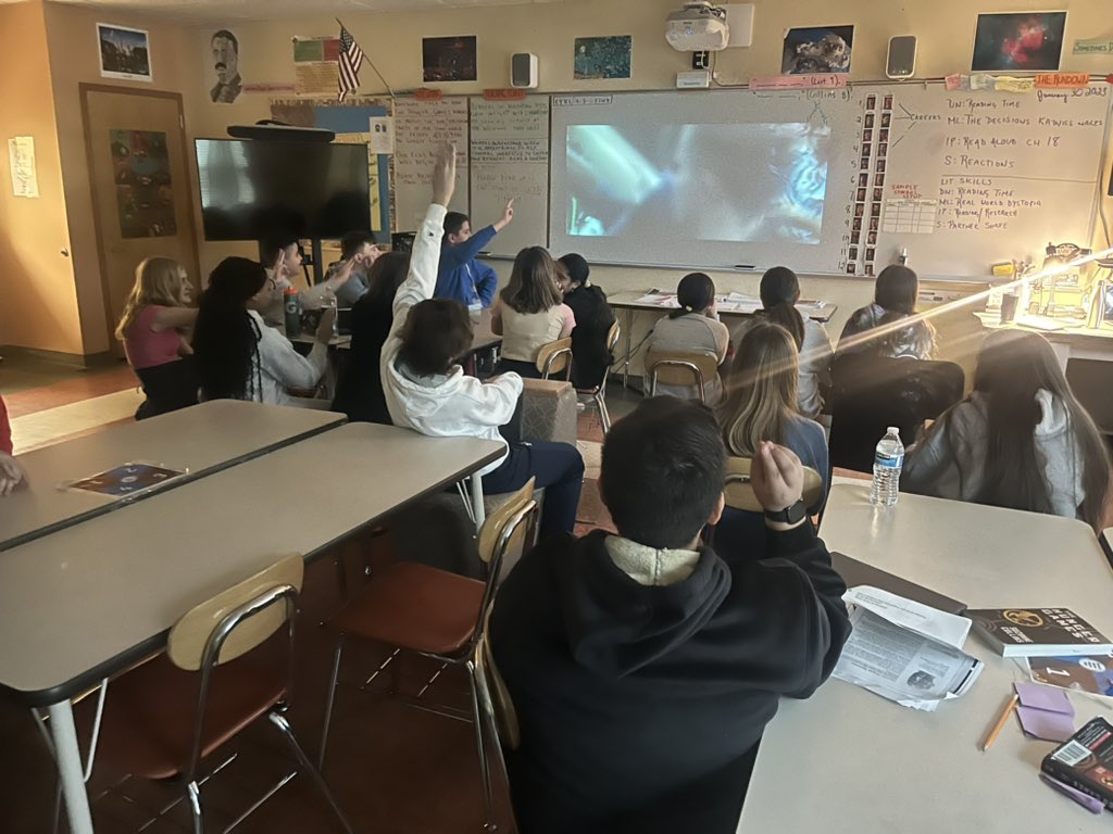 Alexandra Schnupp (@alexschnupp) on Twitter photo Where do I begin?! It has been a wonderful Tuesday. G6 book club thinking, 6 and 7 Ss presenting knowledge from NF reading. 7 Ss shedding tears and holding up three fingers in protest with Katniss as they take a moment to compare book to film! <a href="/PMS_Principal/">Anthony DeRiso</a> Where do I begin?! It has been a wonderful Tuesday. G6 book club thinking, 6 and 7 Ss presenting knowledge from NF reading. 7 Ss shedding tears and holding up three fingers in protest with Katniss as they take a moment to compare book to film! <a href="/PMS_Principal/">Anthony DeRiso</a>