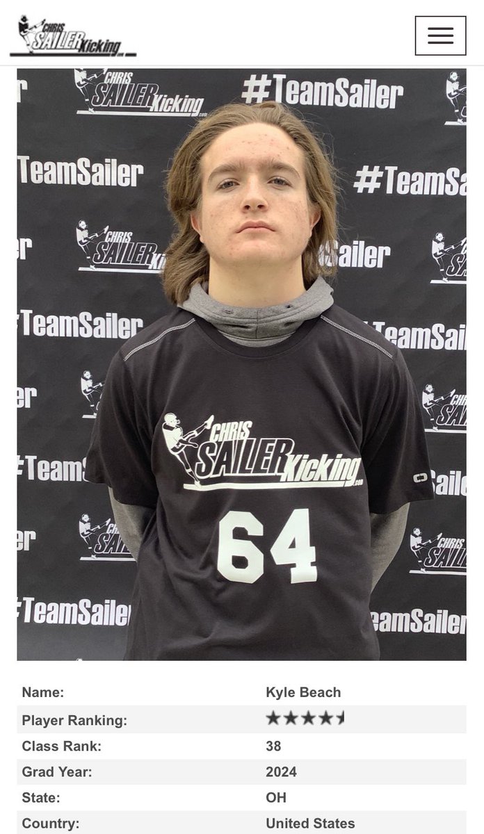 Kyle_b2005's tweet photo. Grateful to be named a 4.5⭐️ kicker and punter by @Chris_Sailer! Had a great time and can’t wait to be back! https://t.co/qTkhVld6WS