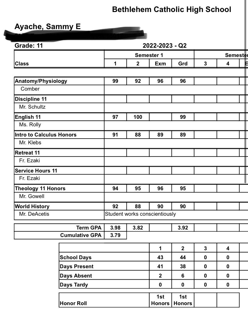 3.92 gpa for the first semester‼️🏈