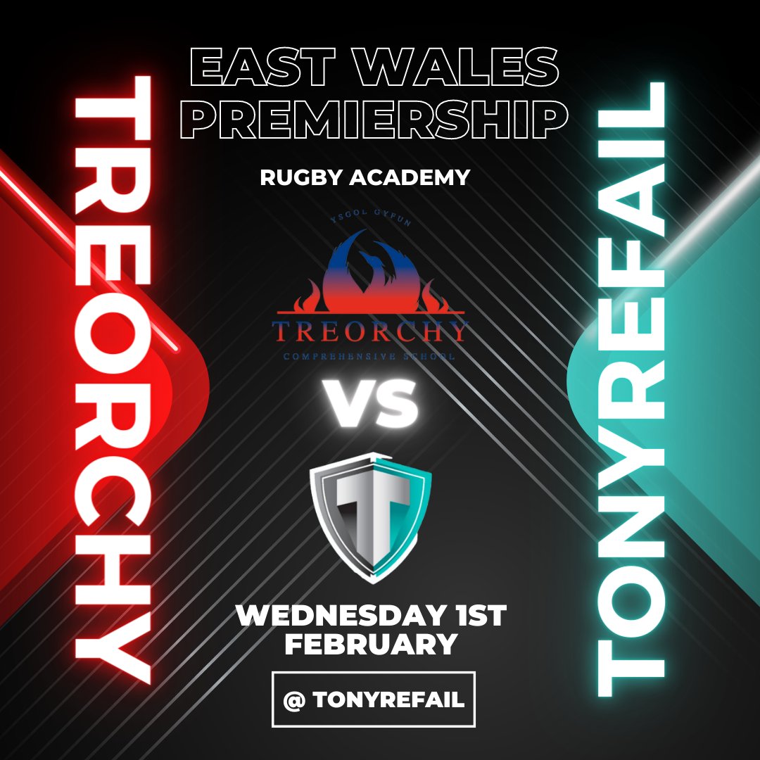 It's a local derby tomorrow...this time for our Rugby Academy in the East Wales Premiership! Sure to be a good match - with lots of <a href="/RSRWales/">RhonddaSchoolsRugby</a> products on show!

Good luck to both teams - <a href="/TcsRugby/">TCS 6th Form Rugby Academy</a> we are looking forward to it🏉