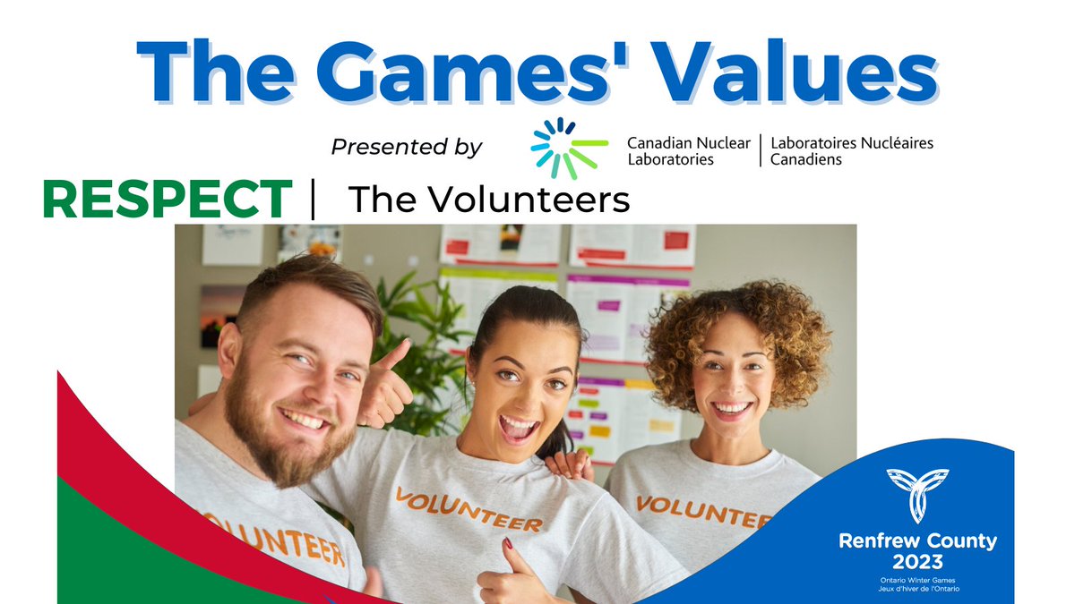 Hundreds of volunteers are working hard to make the games possible. RESPECT is a key part of the @CNL_LNC Games' Values. Please respect all of the volunteers. Read the news release on the Games’ Values: countyofrenfrew.on.ca/en/news/renfre…