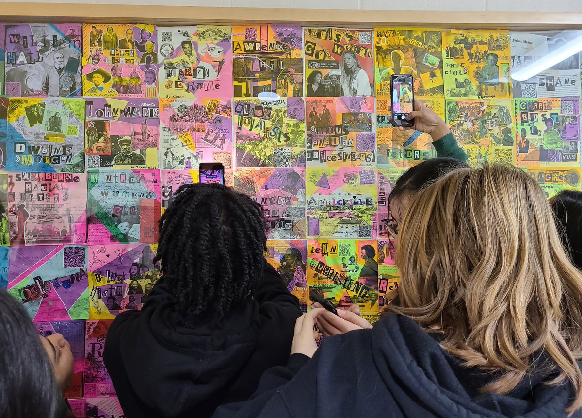 A few moments this morning to interact with our newly hung mural. Proud to see their genuine enthusiasm and the meaningful reflections that occurred after. <a href="/DesmondHDSB/">Viola Desmond Public School</a>