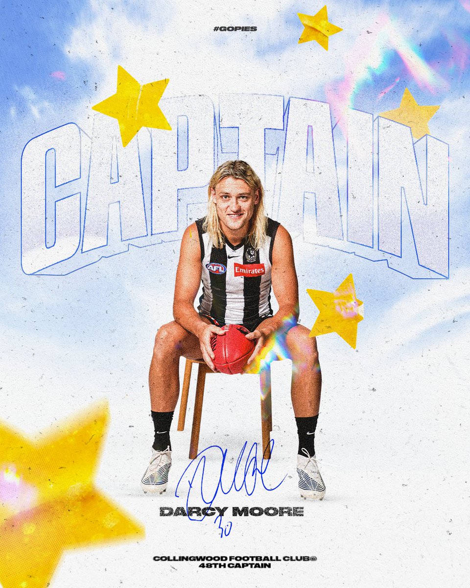 Lifelong member of the Magpie Army, turns leader of the Magpie Army. 

Darcy Moore is our Club's 48th VFL/AFL Captain 👨‍✈️