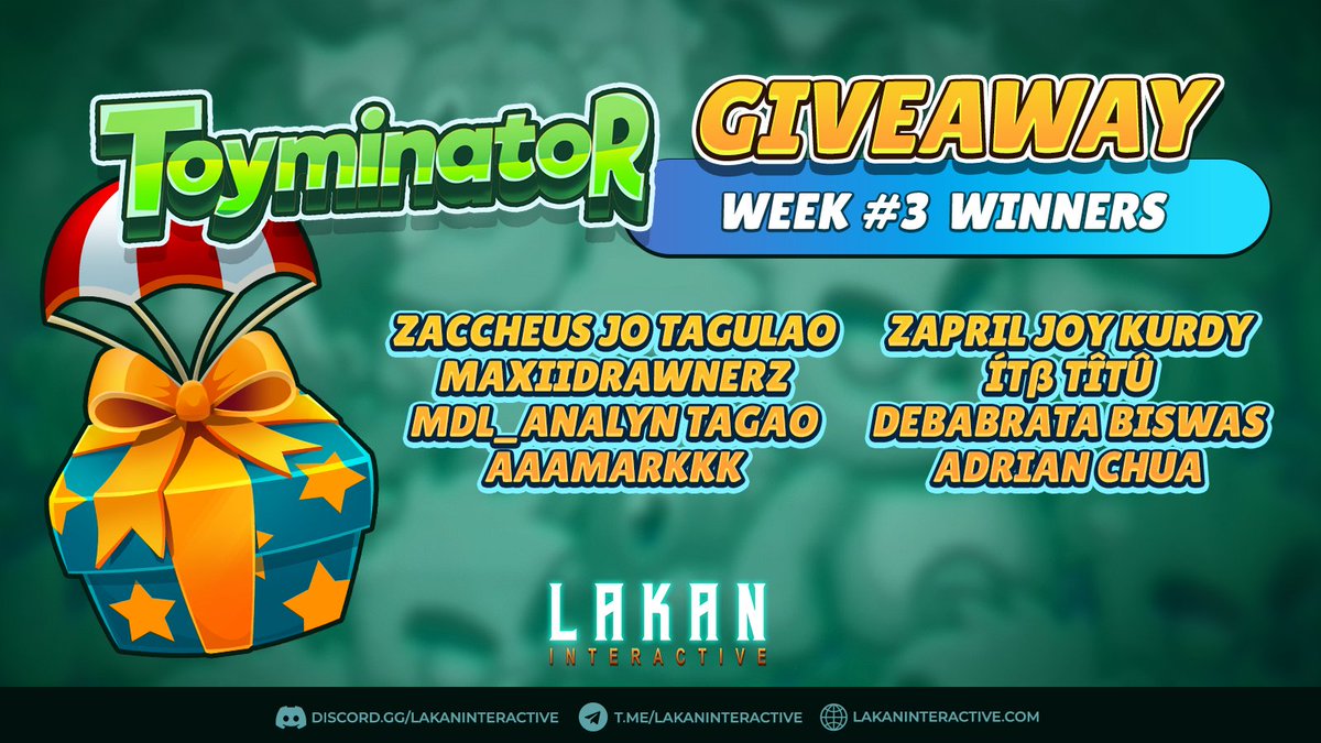 🥳Announcing 8 more winners today for our weekly draw on our ongoing Toyminator airdrop!

JOIN HERE! 👉 bit.ly/ToyminatorAird…

#giveaway #airdrop #toyminator #casualgames #hypercasual #indiegamedev #indiegamecommunity