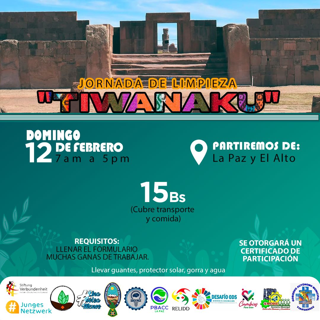 socienceumsa's tweet photo. #Socience | Tenemos el agrado de invitarte a ser parte de la primera actividad de incidencia medioambiental de este 2023. En el cual, estaremos realizando la limpieza de Tiwanaku.
Para formar parte solo tienes que registrarte en el siguiente formulario: https://t.co/hR1QVpc2J9 https://t.co/Jf1sX5O4HT