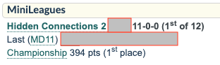 Very_Stable_G's tweet image. Heyoooo!

I'm pretty pumped to be one of the six champions of the #LearnedLeague Hidden Connections 2 MiniLeague. Scrolling through the list of finalists I see some famous (in trivia circles anyway) quizzing heavy hitters.

Fibonacci sequence FTW!
