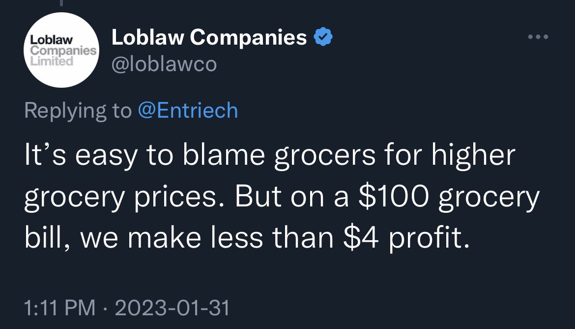 Loblaws wants you to believe they made an additional $125 million last year on a 4% profit margin

Loblaws is gaslighting the entire country