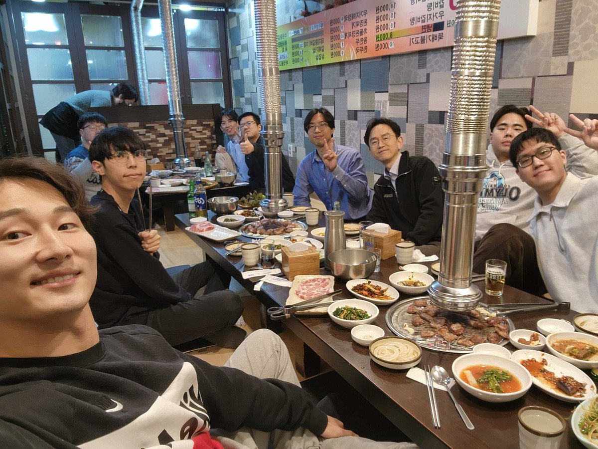 Group dinner after submitting a proposal! 🥓🥩

<a href="/ChanghyunChoi13/">Changhyun Choi</a> <a href="/ryoungseob/">Ryoungseob Kwon</a> <a href="/TK_EcoSensing/">Tackang_RyuLab</a> <a href="/KongJuwon/">Juwon Kong</a> <a href="/zilong_zhong/">Zilong Zhong</a> <a href="/FengHuaize/">Ze</a> <a href="/wanlian67113198/">Liang Wan</a> <a href="/snucals1/">Seoul National University CALS</a>