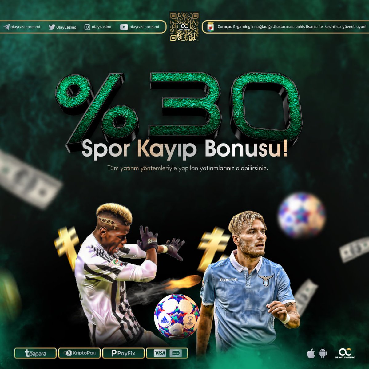 🎲 Olay Casino'da Bonuslar da Ayrı Bir OLAY! 

💪 %30 Spor Kayıp Bonusu ile deplasman maçının ardından senin sahana geleceklerini hatırla!