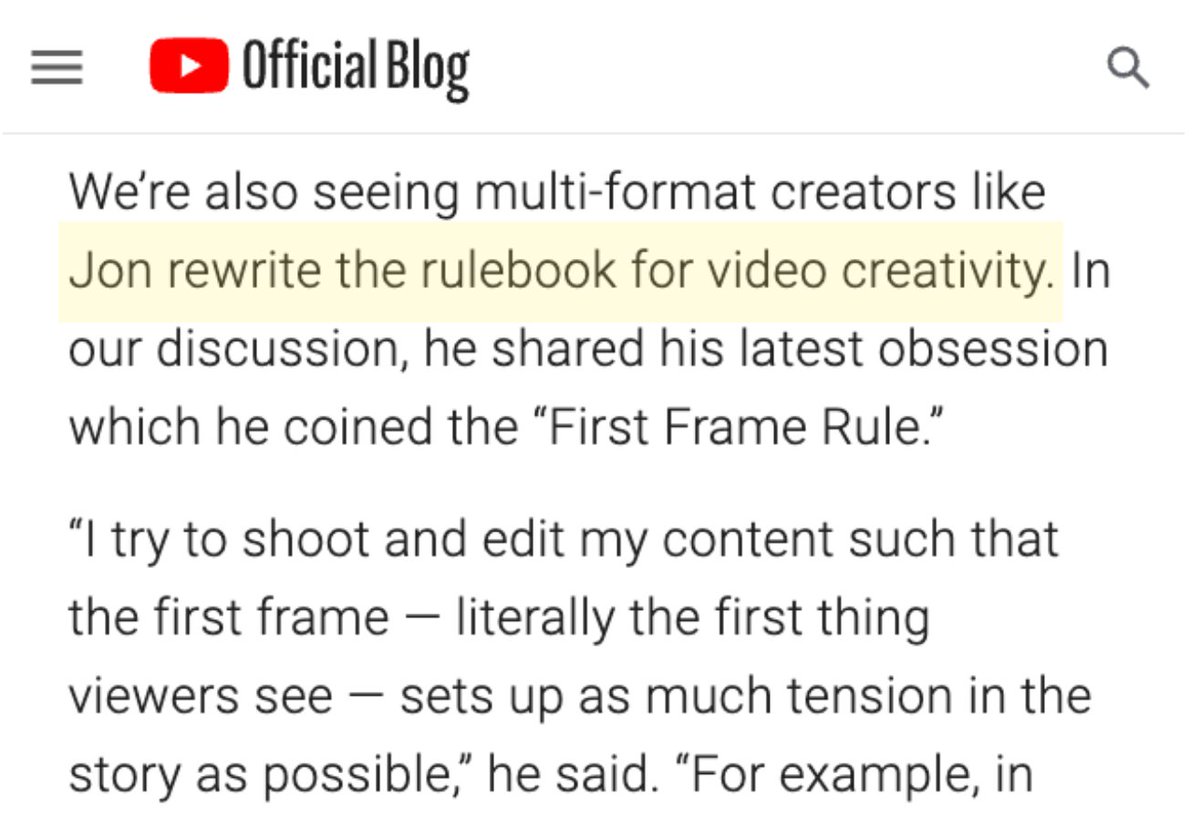 Youshaei's tweet photo. Honored to be in @YouTube's official blog after hitting 180M+ views in last few months 

Here's what I shared with YT exec @tarawlevy about my creative process 👇 https://t.co/xeJv0SZ6K2