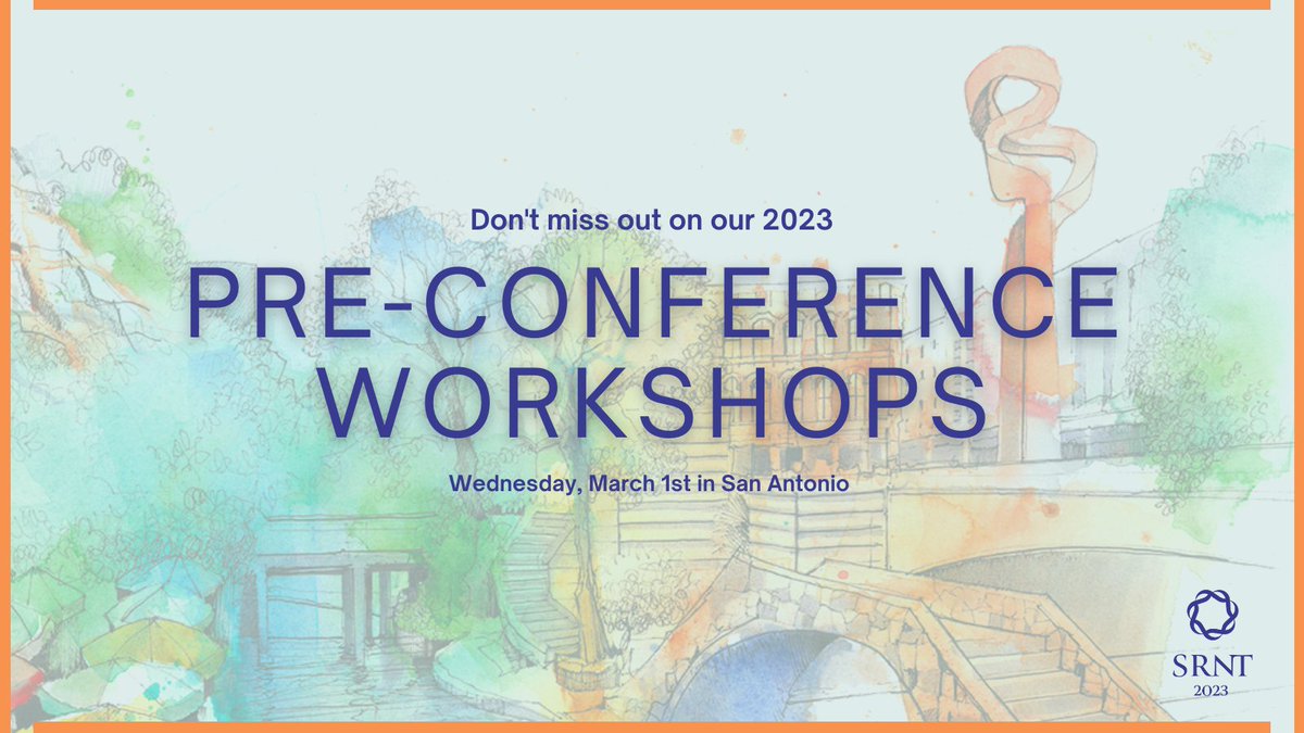 SRNT (@srntorg) on Twitter photo If you're planning on attending #SRNT2023, you won't want to miss the incredible pre-conference workshops planned for March 1st. With five to choose from hosted by five different SRNT Networks, make your travel plans now! Learn more, here: cdn.ymaws.com/www.srnt.org/r… If you're planning on attending #SRNT2023, you won't want to miss the incredible pre-conference workshops planned for March 1st. With five to choose from hosted by five different SRNT Networks, make your travel plans now! Learn more, here: cdn.ymaws.com/www.srnt.org/r…