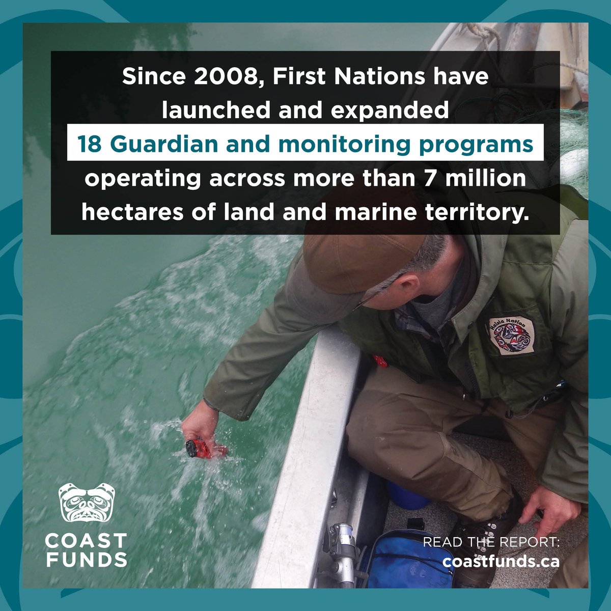 Since 2008, First Nations have met the demands for stewardship by establishing:

✅ 18 #GuardianWatchmen programs, which operate across more than…

✅ 7 million hectares of land and water — that’s about double the size of #VancouverIsland.

3/5