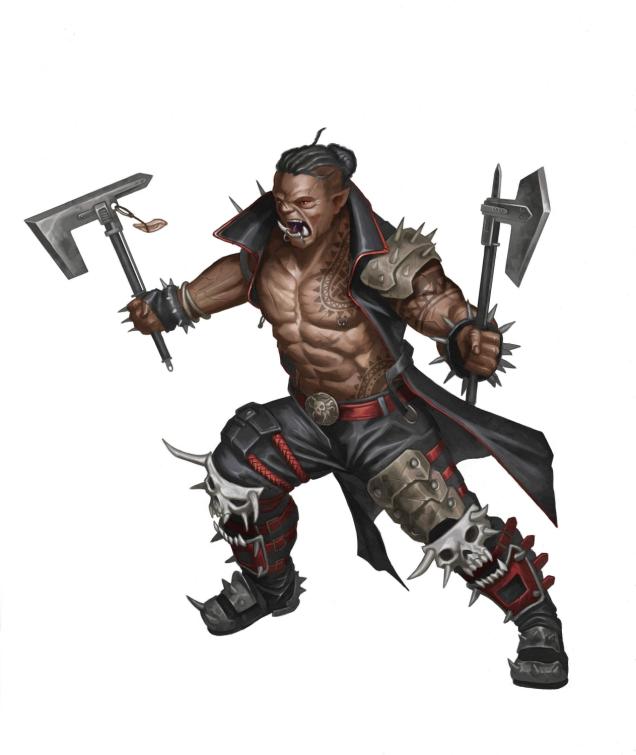 FragginUnicorns's tweet photo. #OrcWeek2023 continues! 

Vengeance took over the Flaming Skulls gang when Drakaina left. As one of the Undercity's largest gangs, Vengeance is trying his best to lead the Skulls, but at heart, he knows he is more berserker than boss.

#Orcweek #ttrpg #ORCLicense https://t.co/S4IFnBmvYc