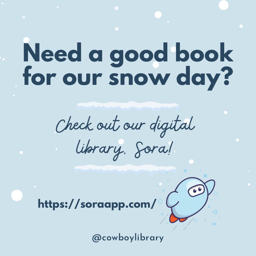 While you’re stuck inside on this cold, icy day, check out our digital library, Sora, for your next great read!
❄️📚
#cmsreads #snowdayreading #cowboylibrary #misdreads @cockrillcowboys