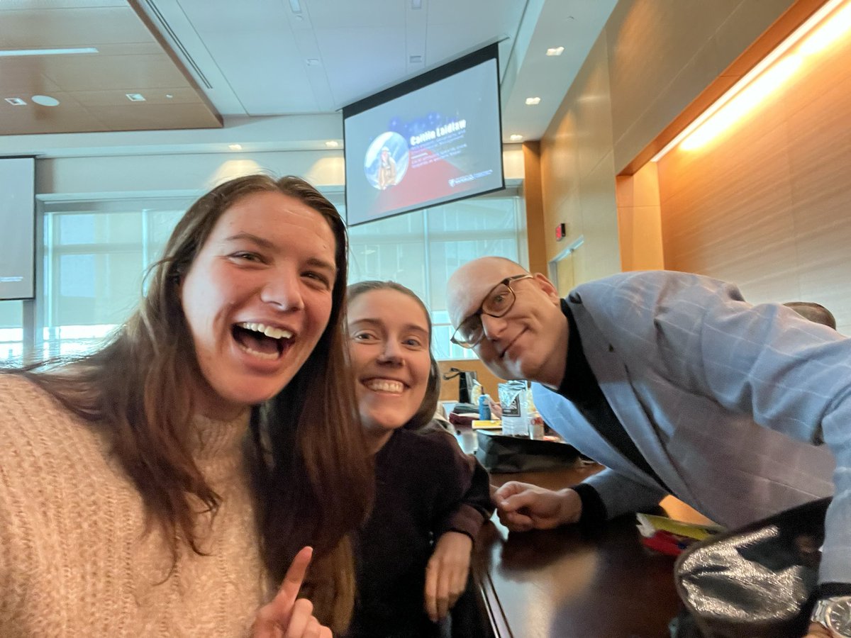 ProjectTasc's tweet image. Jacqueline and Caitlin are attending #GRADflix to watch Caitlin’s video. 
@UWaterlooGSPA president, Jeff Casello, even wanted to get in on the selfie action 🤳