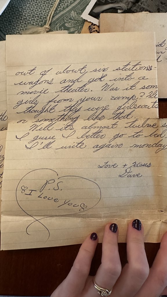 Love letters Pop Pop wrote to Grandma from summer camp in 1958. I love his cursive and the way he signed each one with a heart and P.S. I love you ❤️