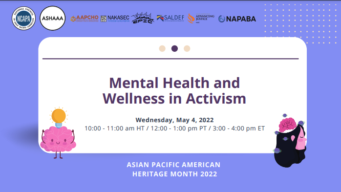 AAPCHOtweets's tweet photo. A10: AAPCHO partners w/ orgs like National Asian American Pacific Islander Mental Health Association + @ashaaa_org! Check out their #AANHPI resources on #MentalHealth. #TodaysVoicesTues https://t.co/CY8ZxMYXjo