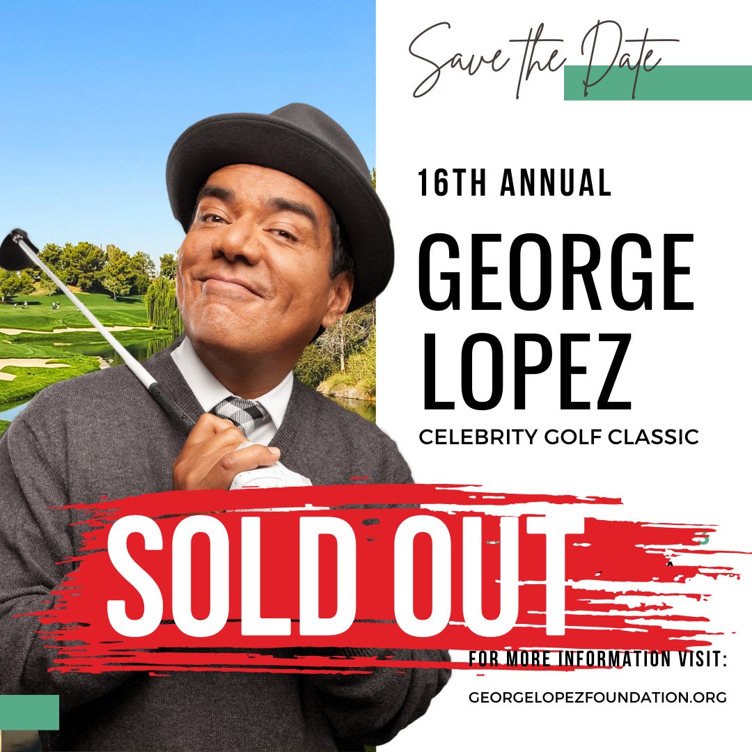 Excited to announce we’re officially sold out for the 16th Annual <a href="/georgelopez/">George Lopez</a>  Celebrity Golf Classic! Thank you to our incredible board members, sponsors and supporters for helping us raise awareness about kidney health! #georgelopez #georgelopezcharityfdn #soldout