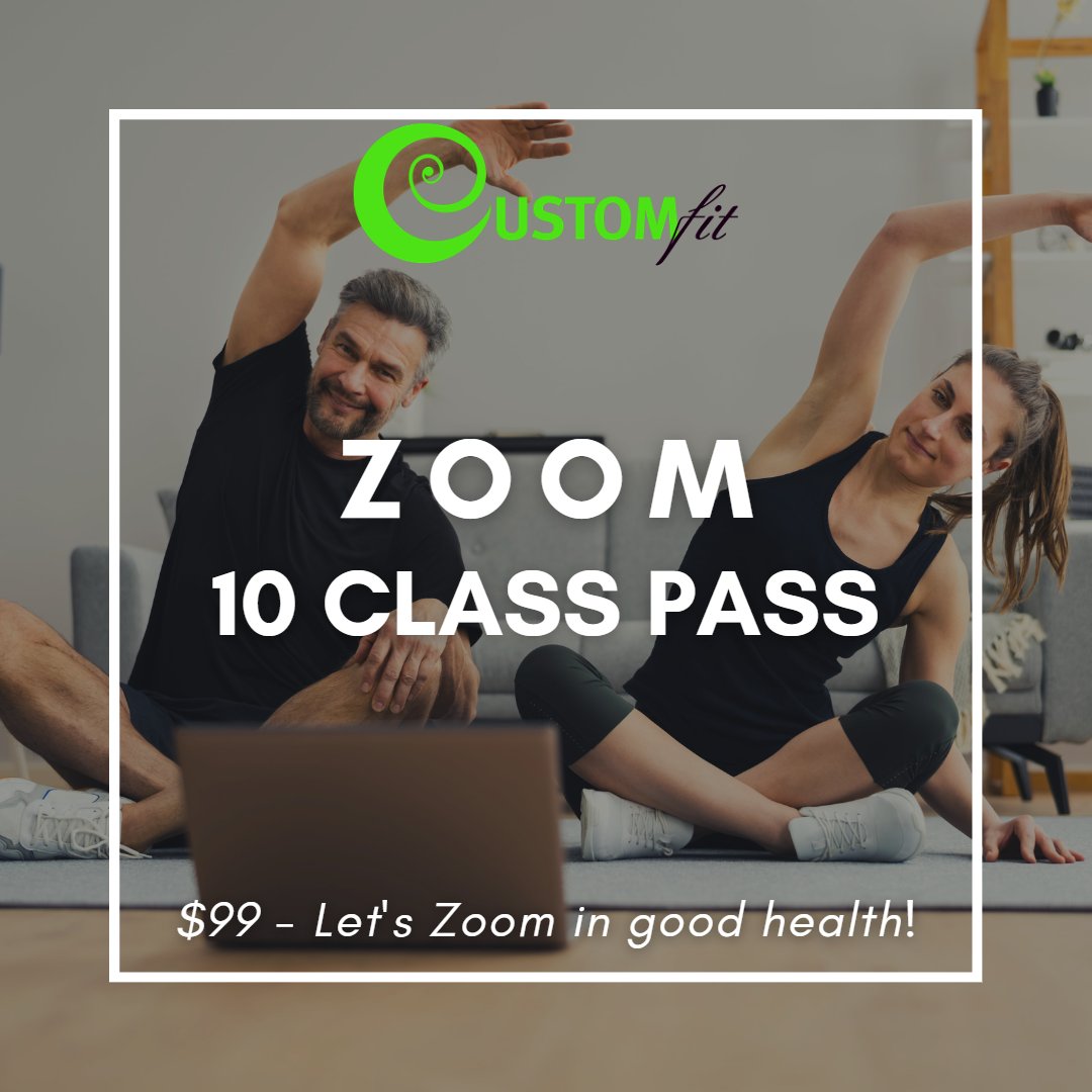 CustomFitCenter's tweet image. ZOOM 10 Class Pass 🎟️ 
Your Zoom pass is your ticket into the Center from where ever you are. We have done our best to make the platform work to improve our interaction with you. 

Let's Zoom in good health!
#zoomworkout #workoutanywhere #goodhealth #goodhealthandwellbeing