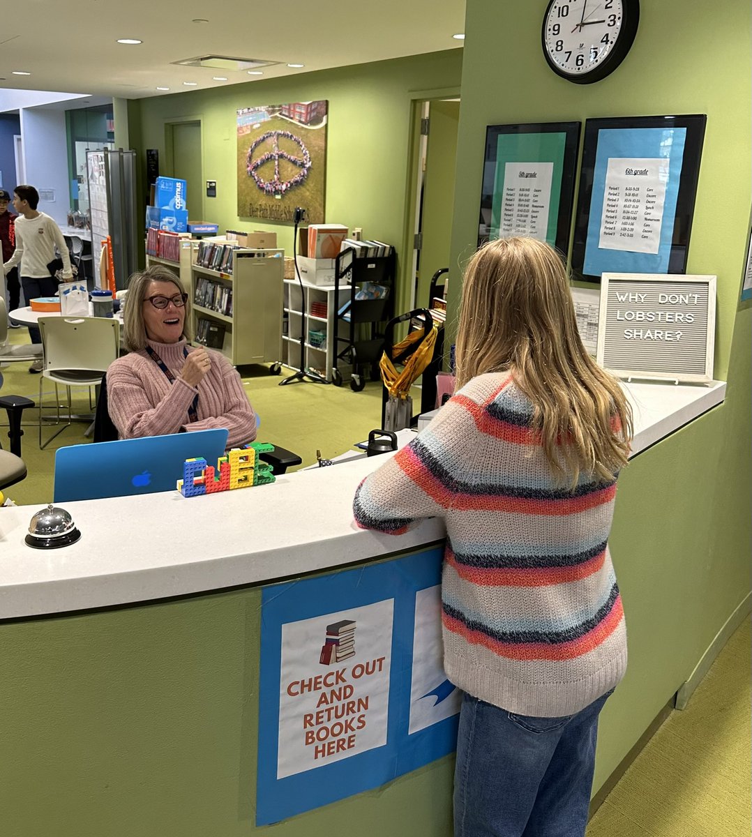 Thank you Dr. Shinn for being a great library assistant today! <a href="/mmshinn/">Michelle Shinn</a> <a href="/LakeForestSD67/">Lake Forest School District 67</a> <a href="/WeAreDeerPath/">Deer Path Middle School</a>