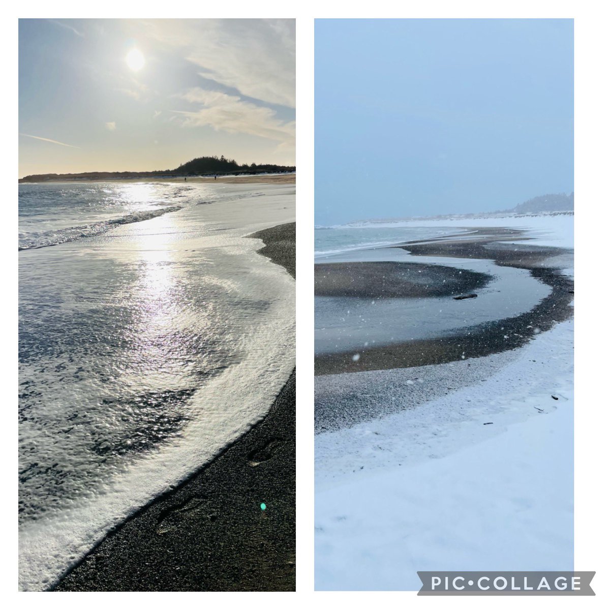 valene_roach's tweet image. What a difference a day makes! Sandbanks Provincial Park yesterday vs. Today #BurgeoNL #travelNL #weatherphoto @EddieSheerr @NLtweets @weathernetwork
