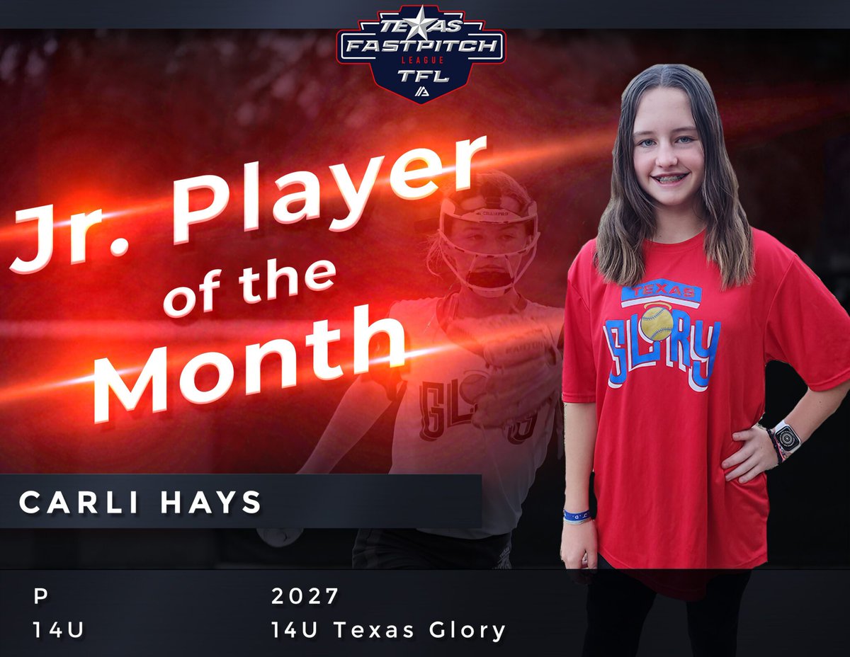 TFLfastpitch's tweet photo. Congratulations to the following players for being named TFL December Player Of The Month!  #TexasTested

Bella MacMahon : https://t.co/jOEXWAk8FW
Jaccie Burton : https://t.co/5ySVi7gQ4w
(JR) Carli Hays : https://t.co/VblDuDMHFn
(JR) Landrie Thomas : https://t.co/083YOdHSJV https://t.co/IMoXkuRO36
