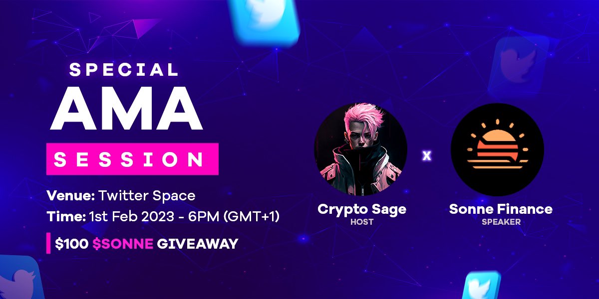 Set A Reminder For Our upcoming space &amp; AMA with @SonneFinance - Decentralized Liquidity Protocol on the @optimismFND Networok! 

Twitter Space Venue: x.com/i/spaces/1OyKA…

Date: 1st Feb - 6pm

$100 worth of $sonne Tokens to be rewarded to attendees!
🔖Retweet tweet &amp; LFG💯