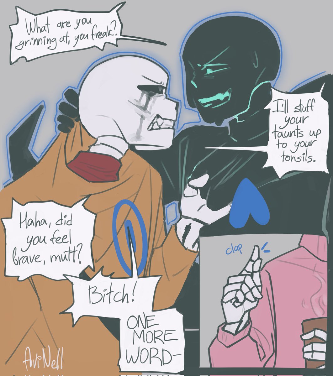 nell_avi's tweet image. на русском у меня в оскорблениях словарный запас получше :)

#undertale #undertaleau #killer_sans #nightmare_sans #lightnightmare_sans