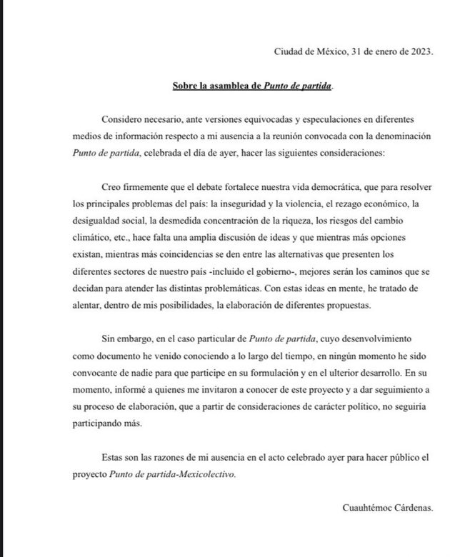🚨#ÚLTIMAHORA | Cuauhtémoc Cárdenas anuncia que no participará más en <a href="/mexicolectivo/">mexicolectivo</a>.