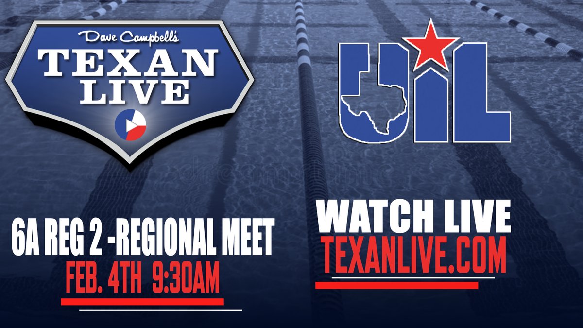 WATCH THIS 6A REGION 2 REGIONAL SWIM MEET 
Friday 2/3/2023
Coverage begins at 10:30AM
Prelims: bit.ly/3XQRNA4
Saturday 2/4/2023
Finals: bit.ly/3JtqFTe

 <a href="/Guyeraquatics/">Guyer Aquatics</a> @MBHSswim <a href="/PISD_Aquatics/">ProsperISDAquatics</a> <a href="/ProsperSWIMDIVE/">Prosper Swim & Dive</a> <a href="/coppellswim/">Coppell HS Swim&Dive</a> 
@Swim__LHS <a href="/SGPswim/">SGP Warrior Swim</a>