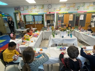Monomoy_HES's tweet photo. Ms. Cloney's first graders enjoyed "Fancy Lunch" today to celebrate filling a fishbowl with waterdrops marking their excellent behavior. #fintasticsharks https://t.co/EYuH9gYeE6