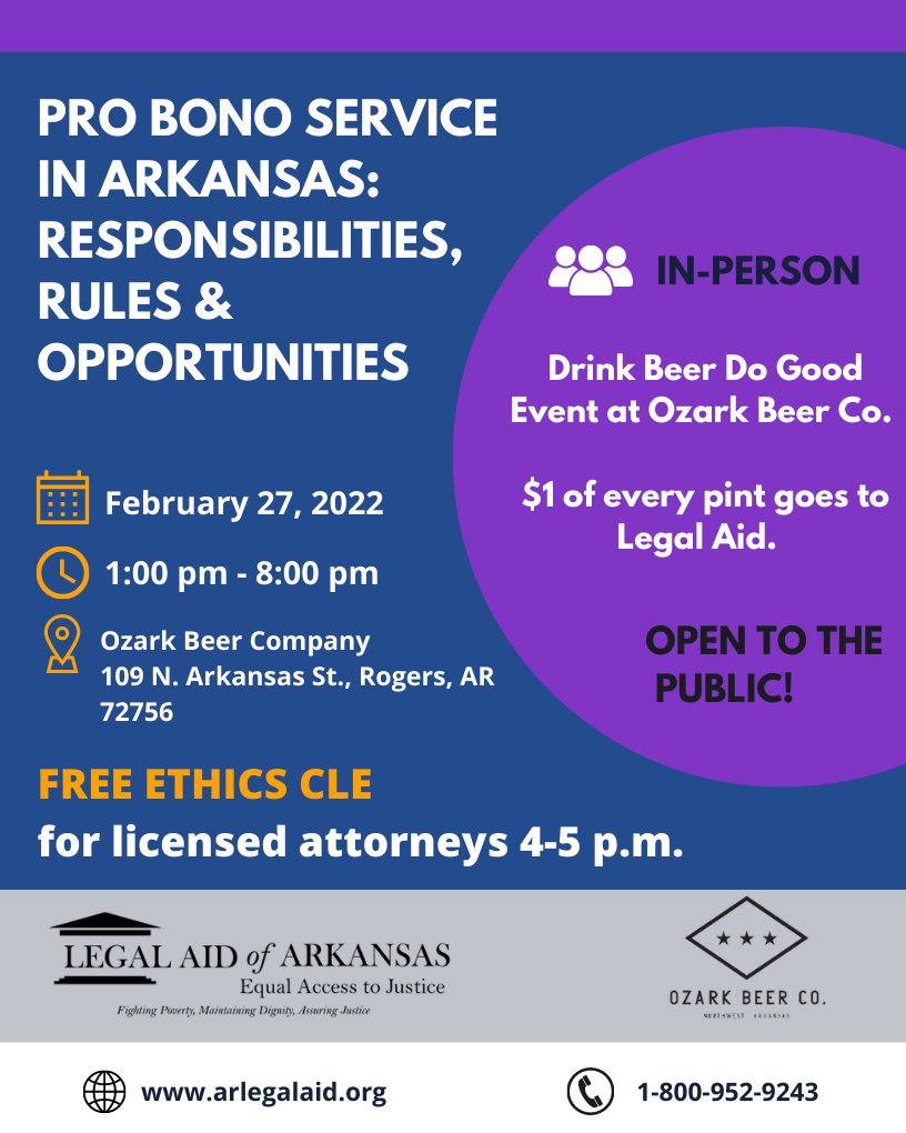 FREE ETHICS CLE for Licensed Attorneys! 

#legalaid #attorneys #legalaidofarkansas #freecle