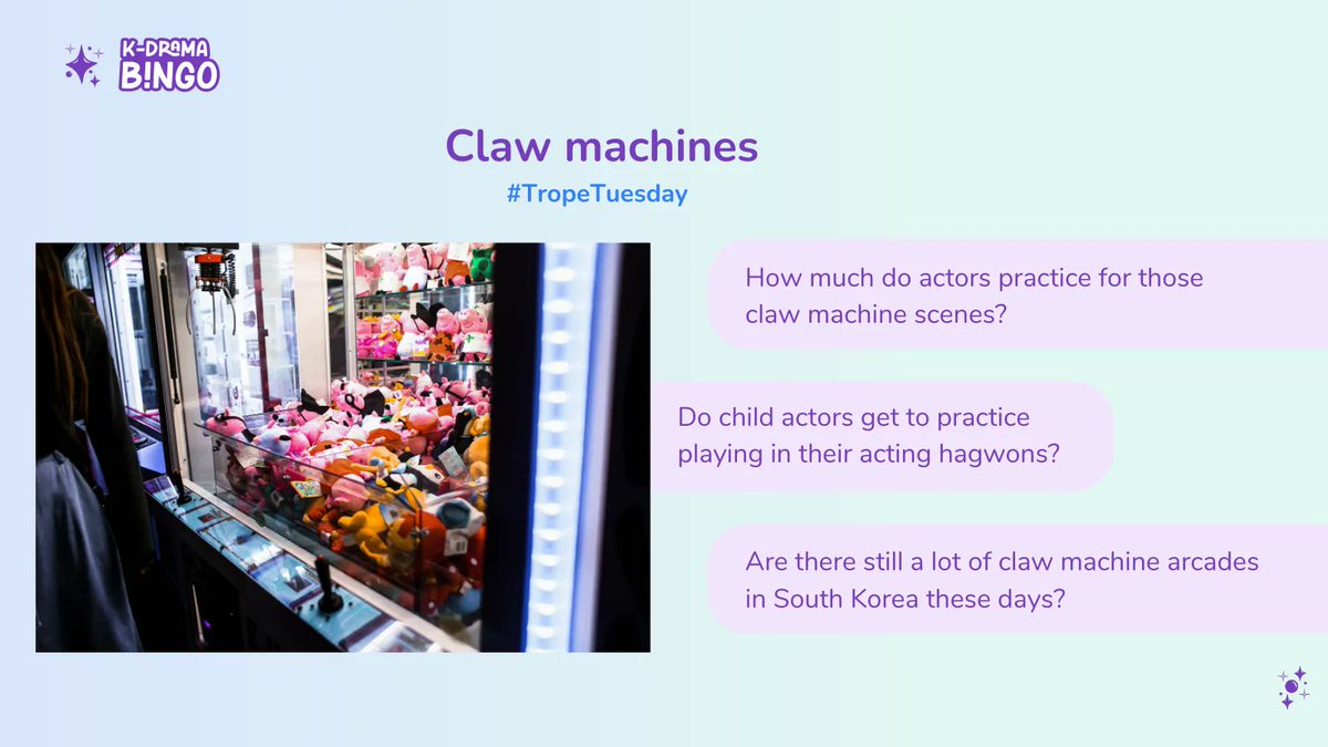 Drama fans have probably encountered at least one scene of the leads desperately trying to get a prize from a claw machine. Do the actors have as much fun filming those scenes as we do watching?

#TropeTuesday #ClawMachine #ClawArcade