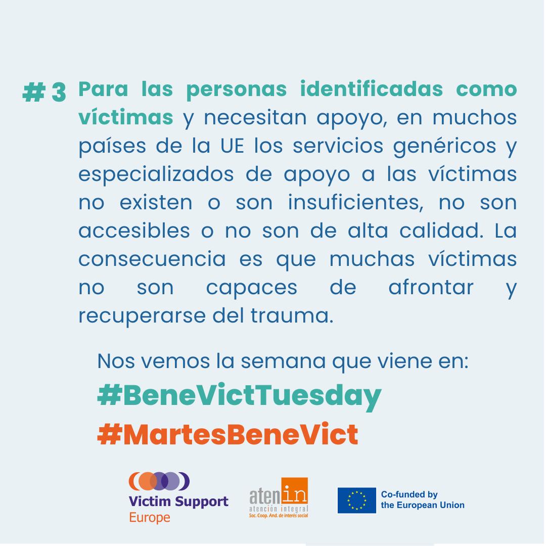 VictimSupportSp's tweet image. weet
✅ Aunque se reconocen los esfuerzos de la UE por mejorar los derechos y servicios de las víctimas, sigue habiendo una serie de lagunas y problemas fundamentales.

ℹ️ victim-support.eu/what-we-do/our…

#BeneVictTuesday #ActingForVictims #EUVictimsRights
#BeneVict