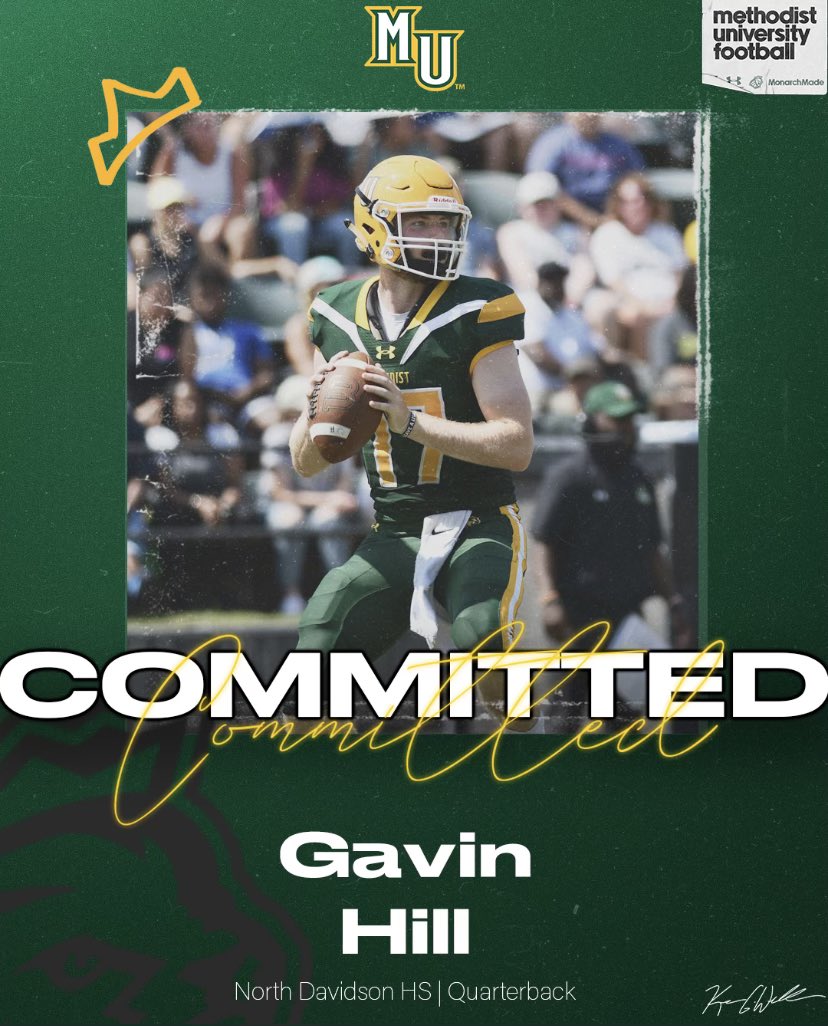 I am very blessed to say that I will be spending the next 4 years at Methodist University! Thank you to everyone that has helped me get to where I am today! <a href="/Methodist_FB/">Methodist University FB</a> <a href="/_Coach_Rad/">Brian Radakovich</a> <a href="/CoachKwill/">Keven Williams</a> <a href="/brianflynn2/">brian flynn</a> <a href="/CoachCoreyReich/">Corey Reich</a> <a href="/CoachCBowman/">Cody Bowman</a>
