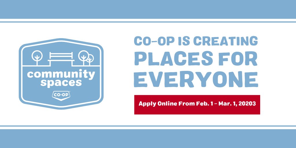 Apply Feb. 1 – March 1 for 2023 Co-op Community Spaces to receive up to $150,000 for projects that improve the places we share, learn and play. For more information visit communityspaces.ca.