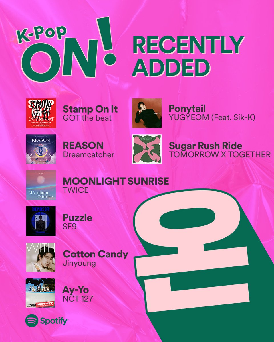 Spotify's tweet image. #KPopON is up to date with the latest and greatest from #NCT127, #TXT, #TWICE, and more 🫰 Which of the newest songs are you listening to first?
spotify.link/KPopON