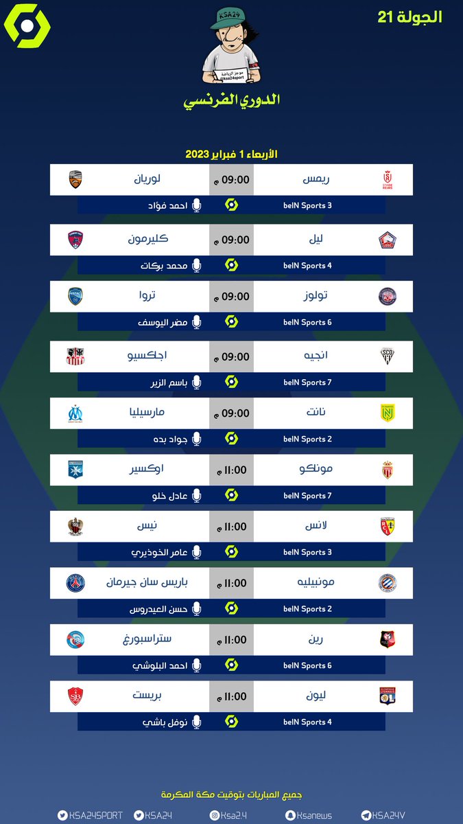 KSA24Sport's tweet photo. ⬅️ الدوري الفرنسي 

🔘 مباريات الجولة 21

#الدوري_الفرنسي https://t.co/DvMBw89ZvX