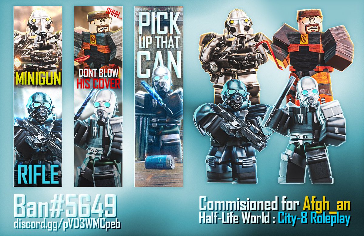 ☣️Half-Life Commission for Afgh_an

I am officially taking GFX Commissions again, for more info join my server link in Bio.

Likes and RT's are greatly appreciated.

Order : discord.gg/pVD3WMCpeb

#RobloxGFX #RobloxDev #robloxart #Roblox #GraphicDesign #blender