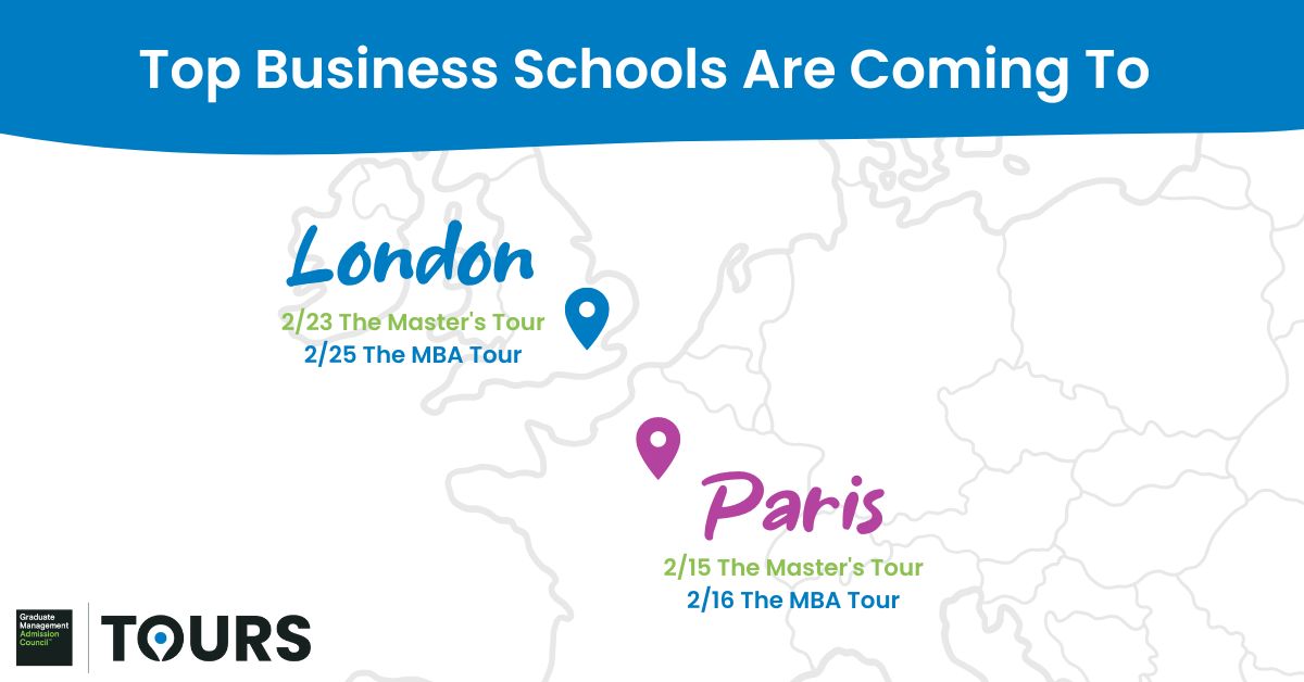 We're quickly approaching the start of our Europe events this spring!
Get a head start on your MBA or other Business Master's application and connect with admissions reps from top business schools🎓🌎

Register now: bit.ly/3GueXou

#mba #businessmasters #businessschool