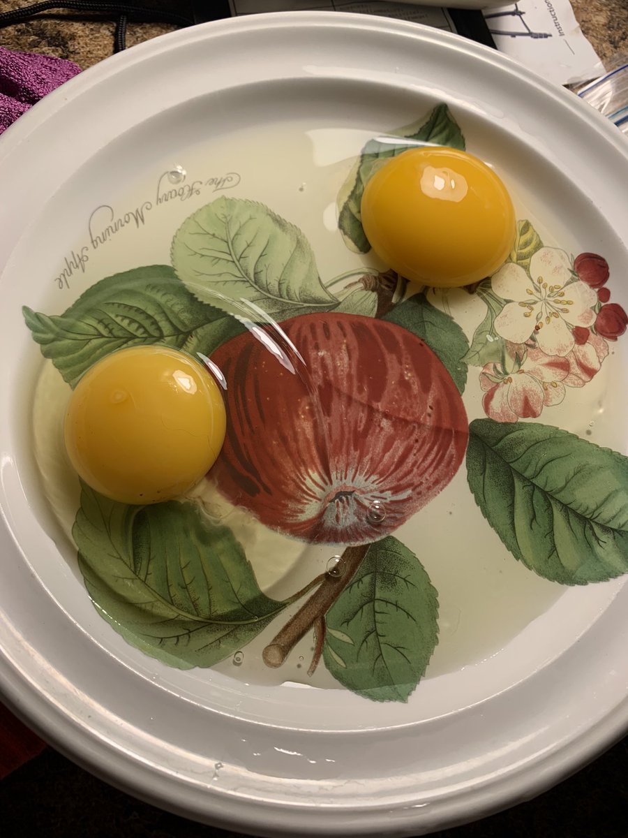 Fresh eggs from <a href="/GilliardFarms/">Gilliard Farms</a>  in Brunswick, GA. Fixed them very overlight and served on top of my big salad with extra virgin olive oil. Heaven! And the doz. were a GIFT!! Thanks, sis!!