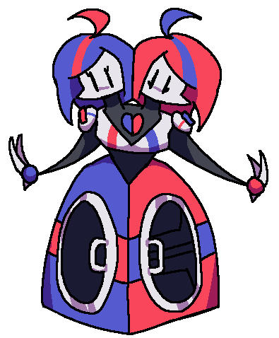 VivisHeadspace's tweet photo. Was trying to think of what kind of robot design would make sense to have multiple heads, and that led to the Laundrybots! A washer and dryer in one! Their respective dials are on the other's shoulder, so they gotta give their bodypal a hug to adjust their own settings... 👉👈 https://t.co/1pnqPHW8bZ