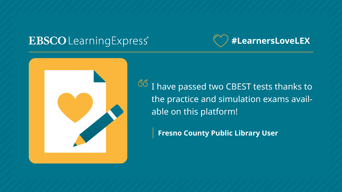 EBSCO's tweet image. EBSCO LearningExpress offers three practice test modes: Learner, Practice and Simulation. #LearnersLoveLEX #EBSCOLEX ebsco.is/3WQlW0M