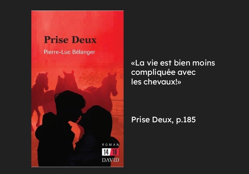 Ça y est ! Mon sixième roman est disponible en librairie! 🥳

Partages-tu l'avis de Zoé?

❤🐴📕

#viedauteur 
#prisedeux 
#projetequus 
#romanpourados 
#littératurejeunesse 
#chevalcanadien 
<a href="/Zone1418/">Zone 14/18</a> 
<a href="/Editions_David/">Éditions David</a>