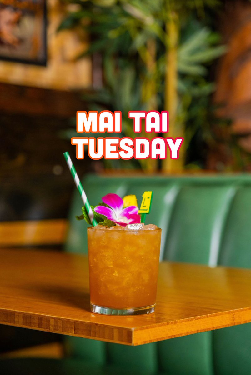IT’S MAI TAI TUESDAY!!!
Our favorite day of the week. Every Tuesday. 3 different Mai Tai’s for $6 clams each. 
Sunshine in a glass. Just the thing you need on a chilly day like this. 

#maitaituesday #itschewsdayinnit #tiki #tikiaf #maitai #rumdrinks #itscoldoutsidebutwarminhere