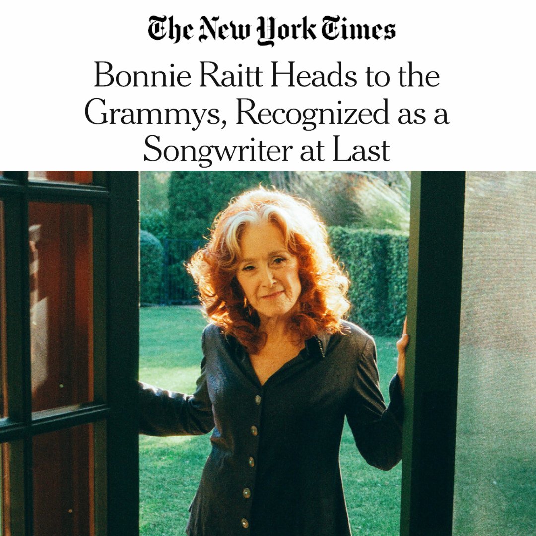 Bonnie Raitt (@thebonnieraitt) on Twitter photo "Long renowned as an interpreter, she has quietly built a catalog of her own. Up for song of the year on Sunday, she talked about her nominated track, 'Just Like That,' and a lifetime onstage."
-- <a href="/JonPareles/">Jon Pareles</a>, <a href="/nytimes/">The New York Times</a>
Photo: Peter Fisher for The New York Times "Long renowned as an interpreter, she has quietly built a catalog of her own. Up for song of the year on Sunday, she talked about her nominated track, 'Just Like That,' and a lifetime onstage."
-- <a href="/JonPareles/">Jon Pareles</a>, <a href="/nytimes/">The New York Times</a>
Photo: Peter Fisher for The New York Times
