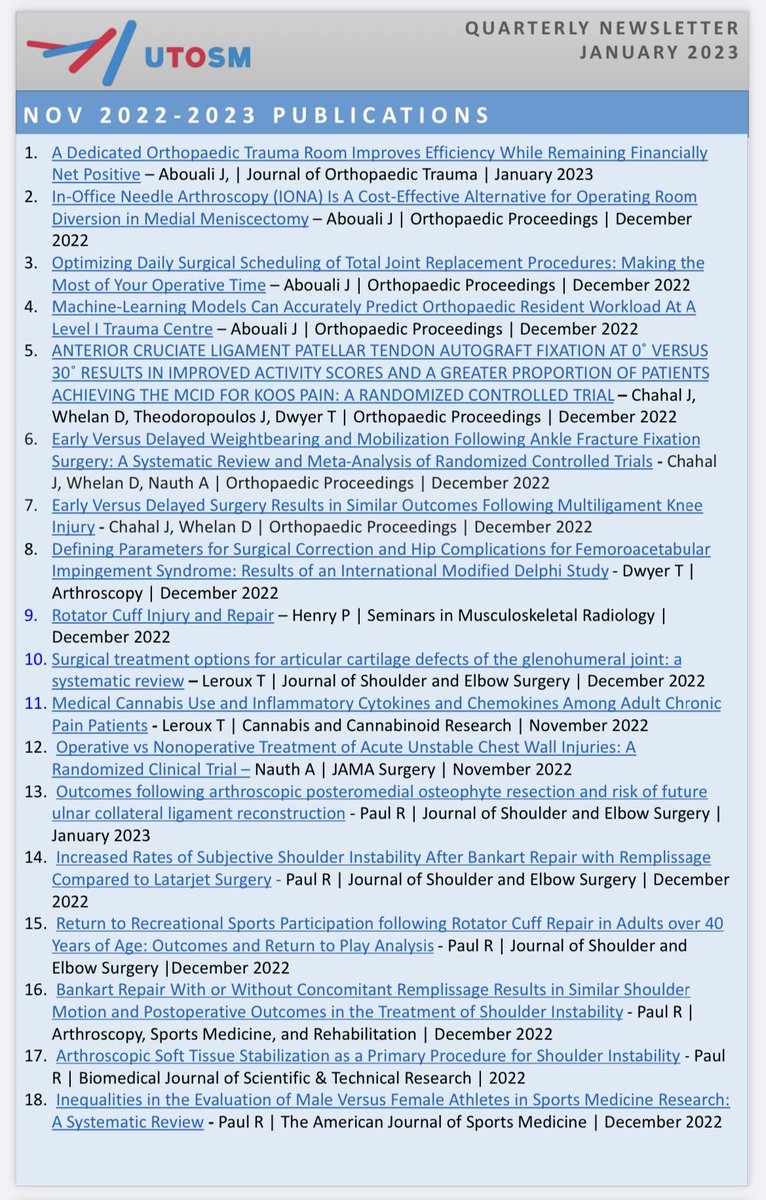 UofT Orthopaedic Sports Medicine Program tweet media